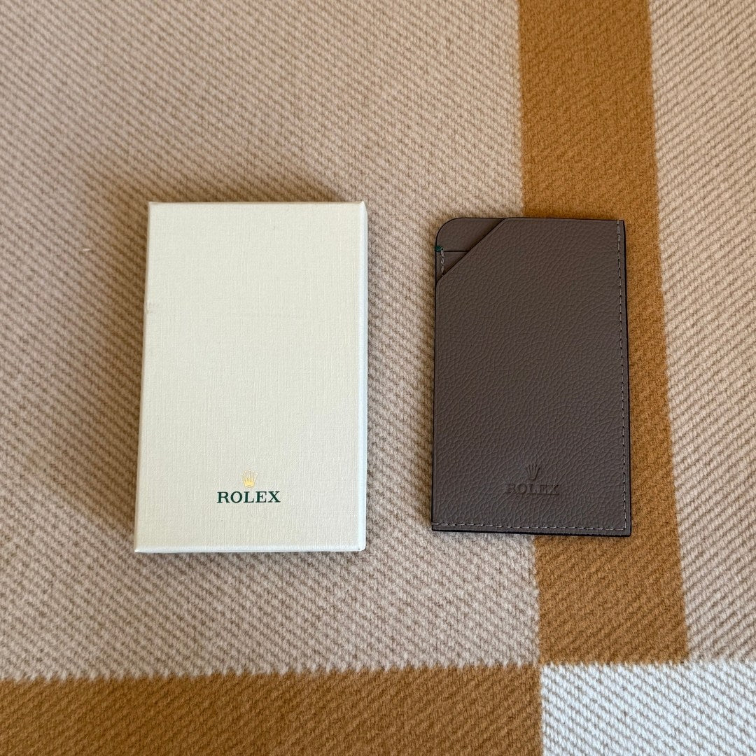 Rolex Taupe Leather Slimline Cardholder