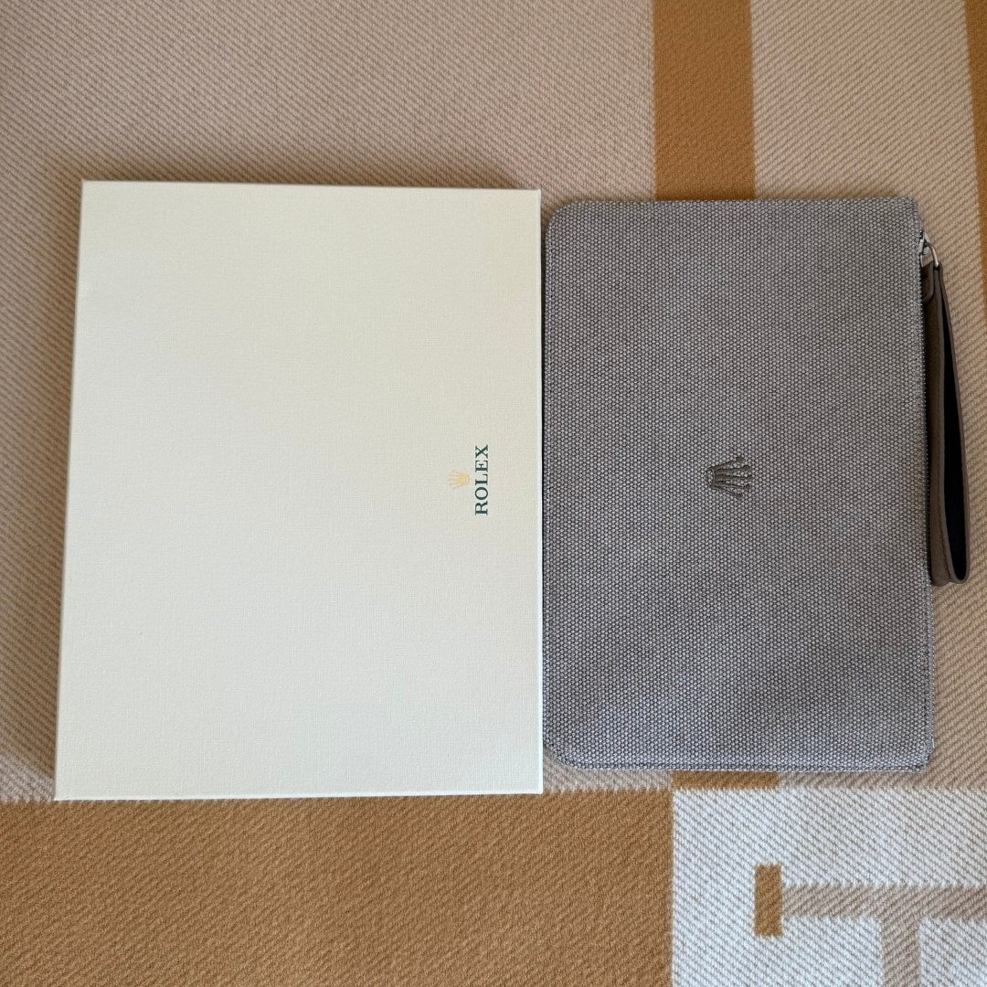 Rolex Grey Leather Hand Pouch
