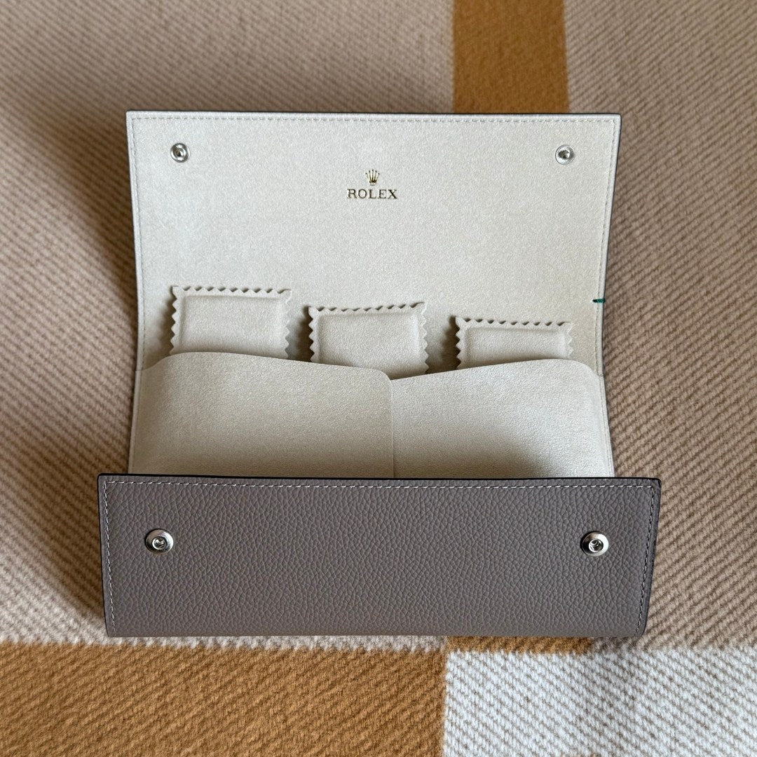 Rolex Prestige Taupe Leather Trio Watch Holder