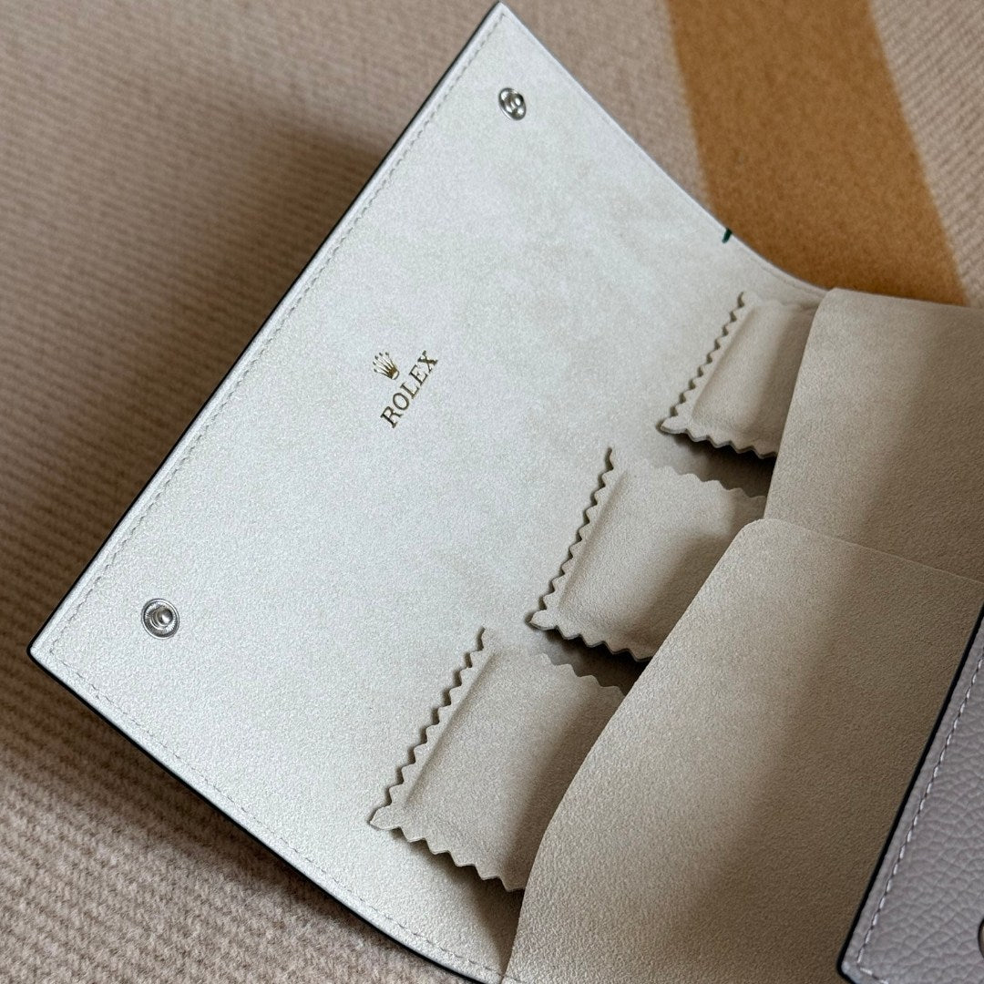 Rolex Prestige Taupe Leather Trio Watch Holder