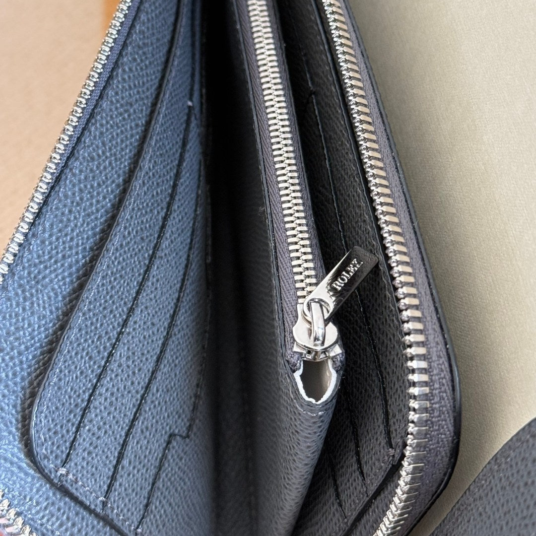 Rolex Grey Leather Clutch