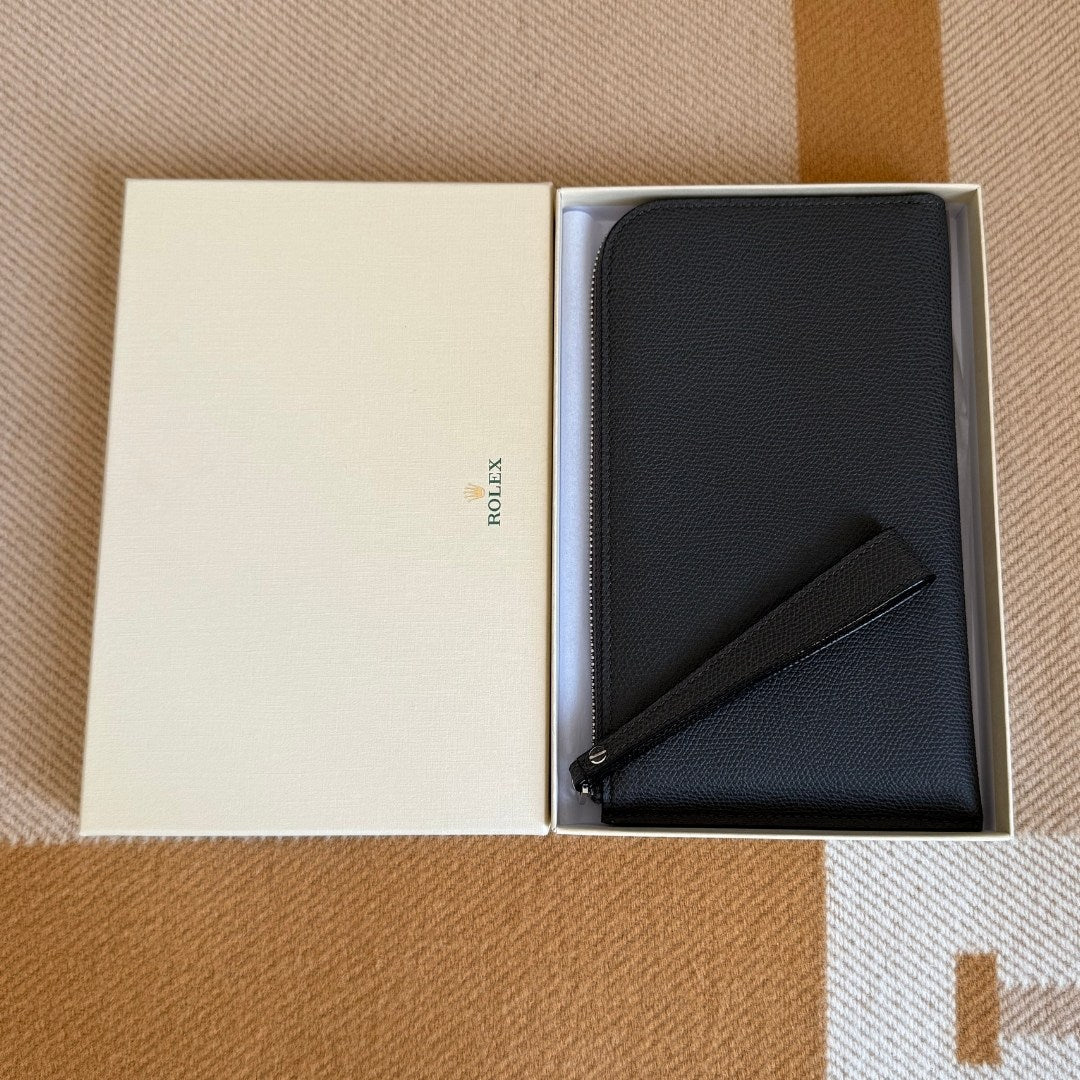 Rolex Grey Leather Clutch