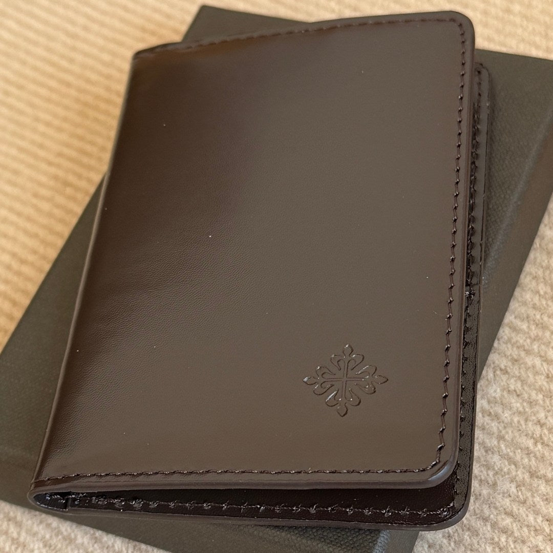 Patek Philippe Signature Glossy Brown Leather Wallet