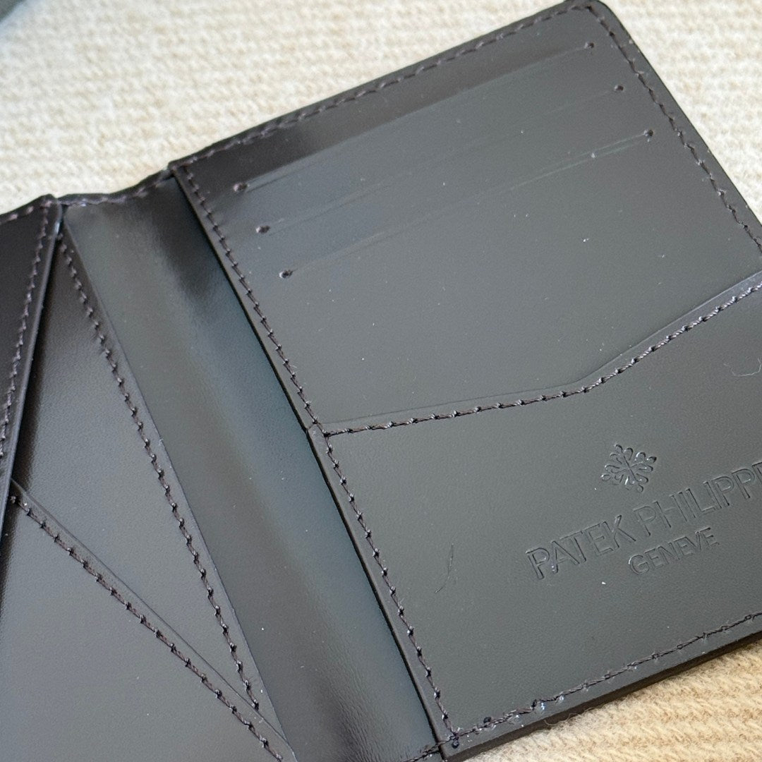 Patek Philippe Signature Glossy Brown Leather Wallet