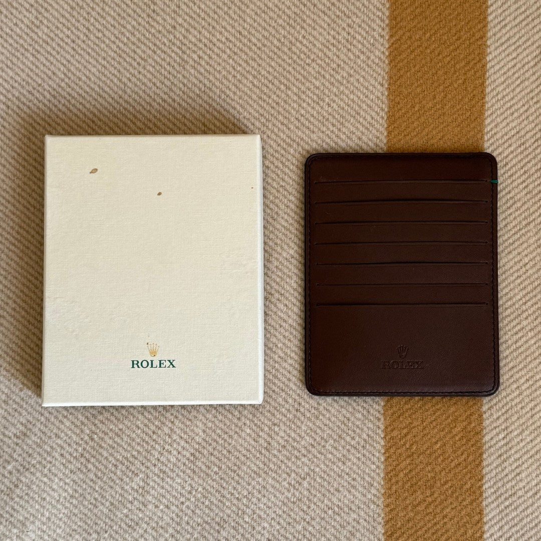 Rolex brown leather card holder
