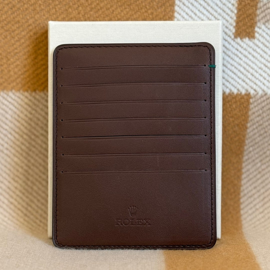 Rolex brown leather card holder