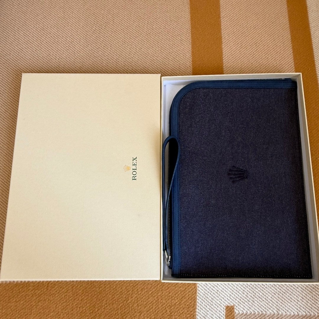 Rolex Denim and Leather Clutch