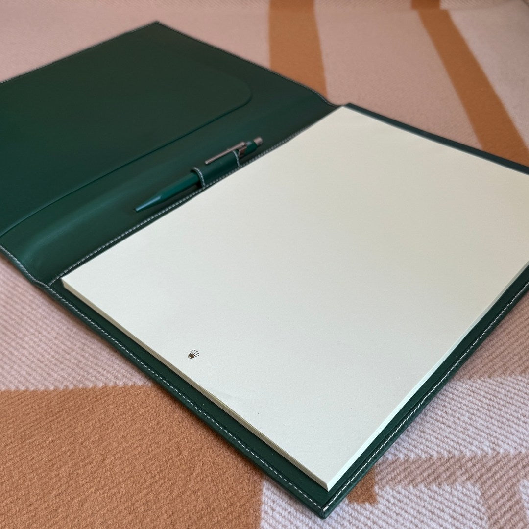 Rolex Green Leather Notebook Set