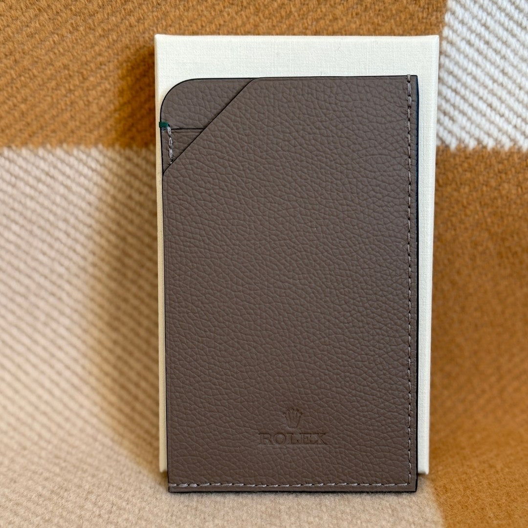 Rolex Taupe Leather Slimline Cardholder